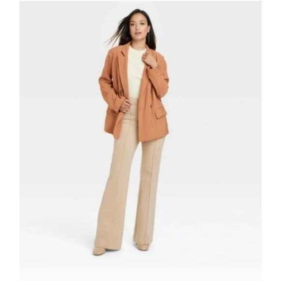 470 A New Day Women’s Beige High-Rise Flare Pants - Picture 3 of 5